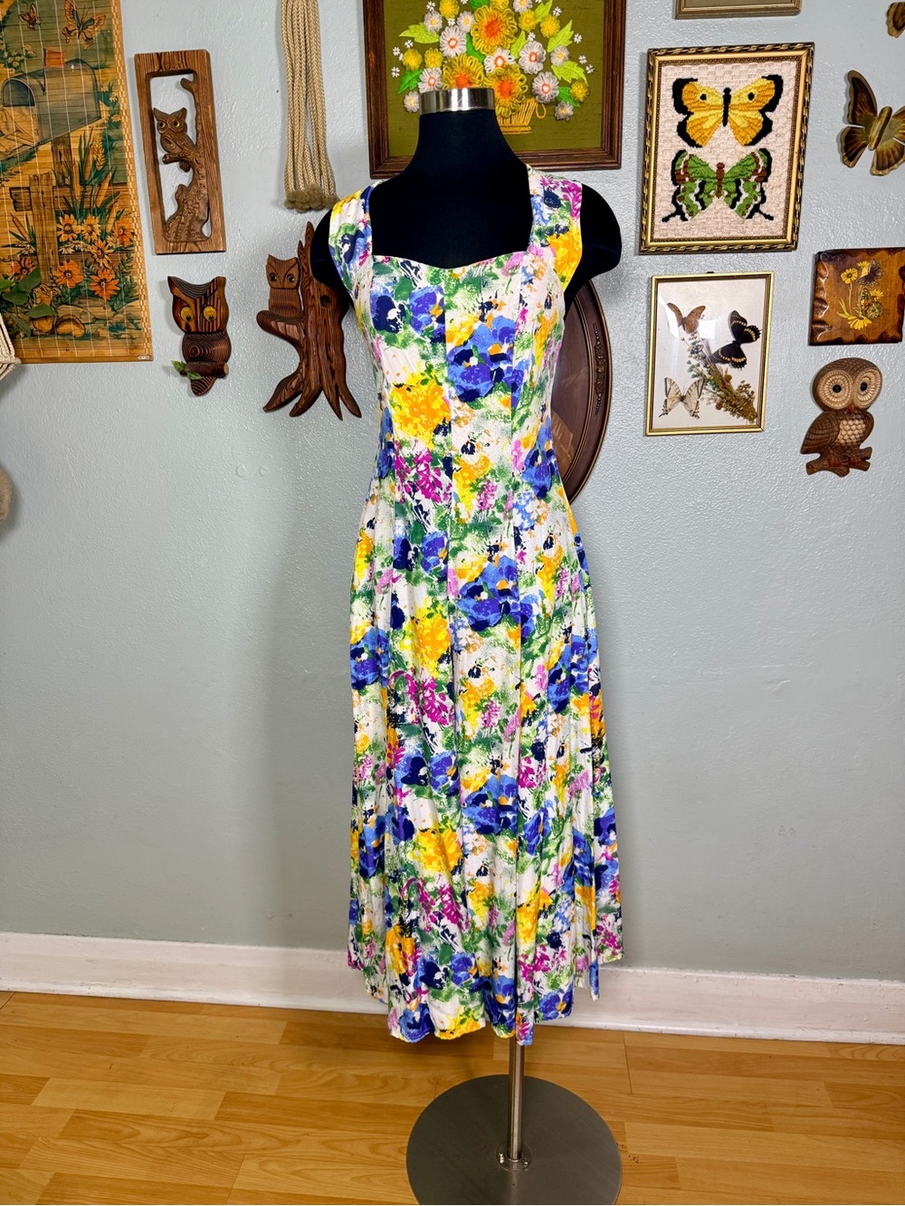 Vintage 90s 2000s Boho Floral A line Dress